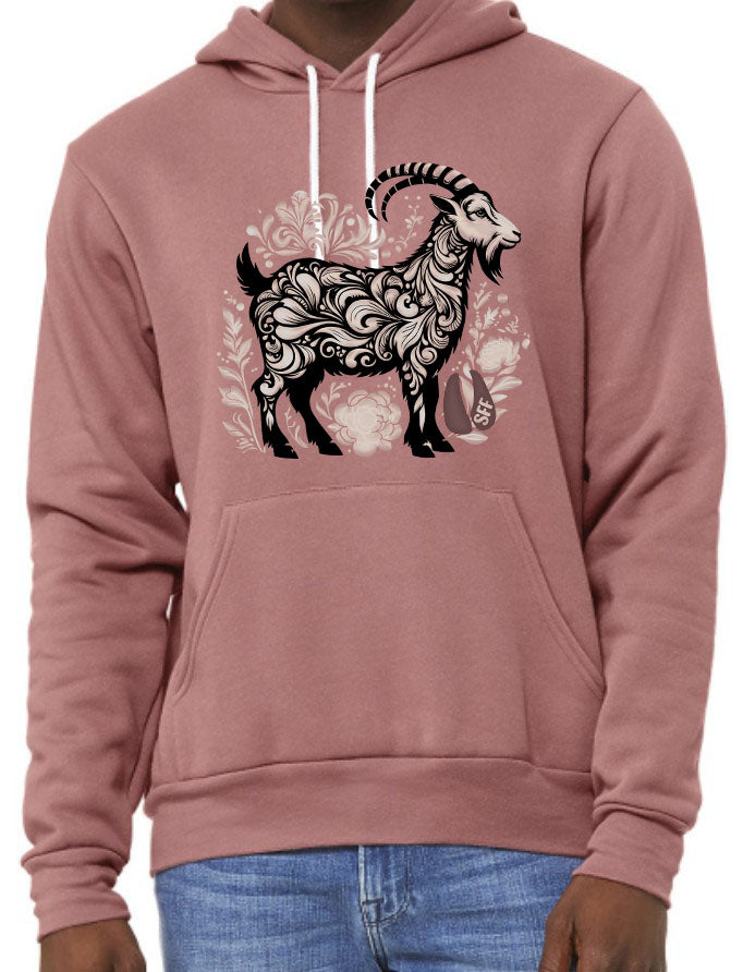Floral Goat Adult Hoodie Sweatshirt