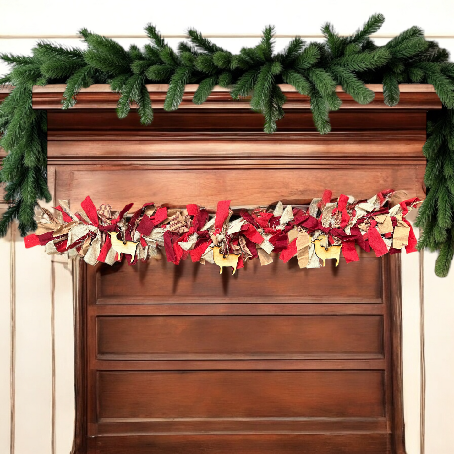 Primitive Holiday Goat Rag Garland