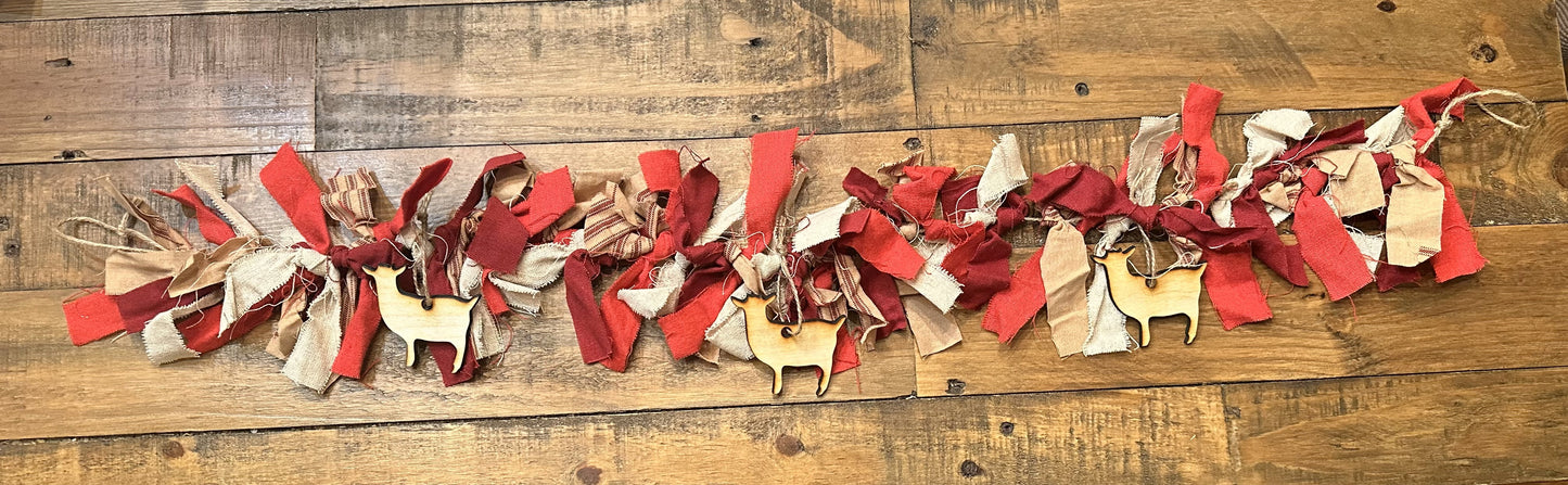Primitive Holiday Goat Rag Garland