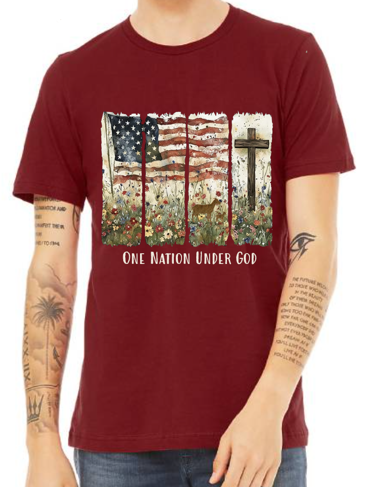 One Nation Under God Adult Short Sleeve Tshirt