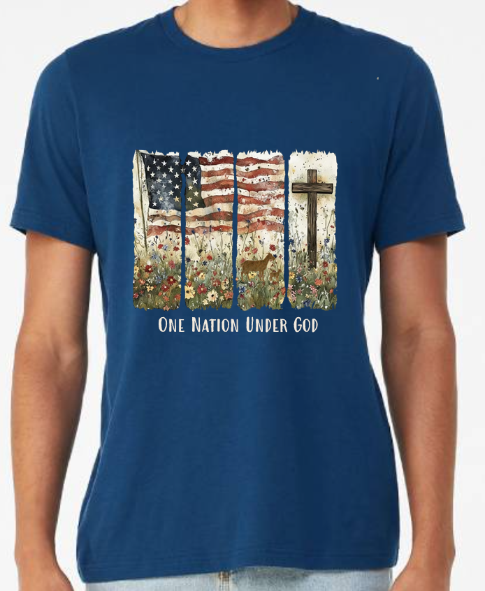 One Nation Under God Adult Short Sleeve Tshirt
