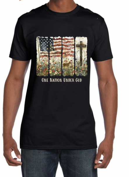 One Nation Under God Adult Short Sleeve Tshirt